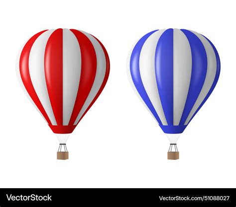 D Realistic Hot Air Balloon Icon Set Royalty Free Vector