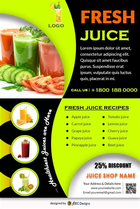 Download Free Psd Flyer Templates Fruit Juice Shop Juice Menu Fresh