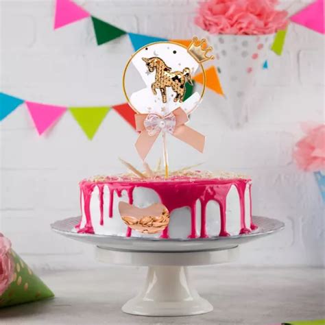 Adorno Torta Cake Toppers Cartel Unicornio Dorado Cotillon En Venta En