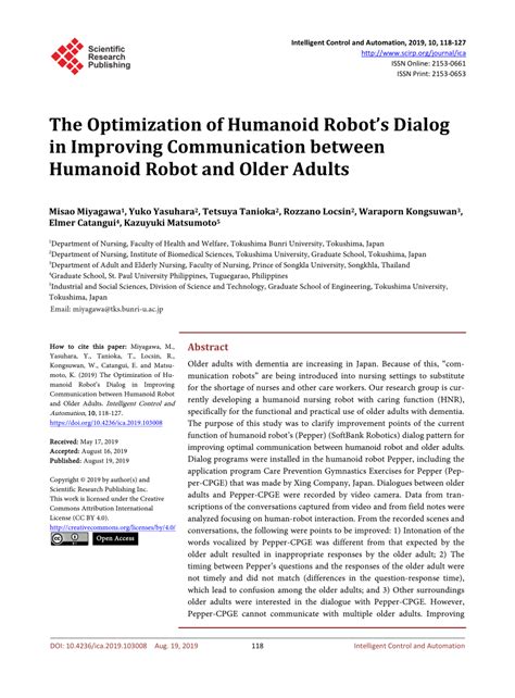 (PDF) The Optimization of Humanoid Robot’s Dialog in Improving ...