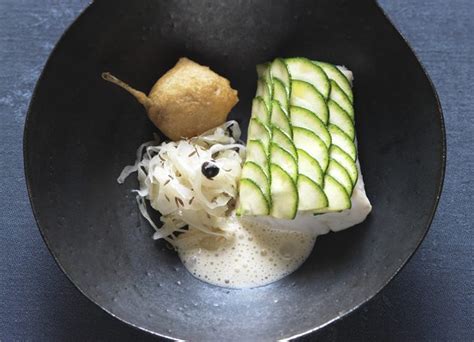 Sandre en écailles de courgette façon Jean Schillinger chou à la