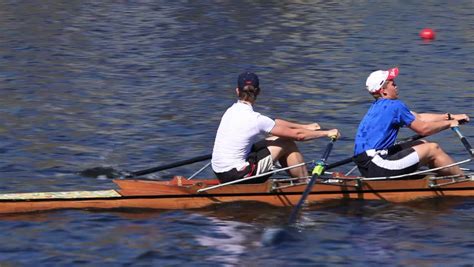 Sculling Two Men Rowing Tracking Shot Boat Crew Sequence Tracking Shot ...