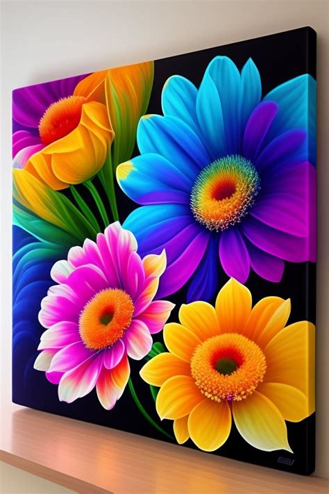 A Burst Of Color A Stunning Floral Painting On Canvas Acrylic Painting