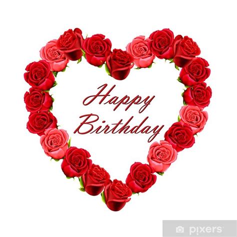 Poster Carte D Anniversaire Avec Un Coeur De Roses Pixers Fr