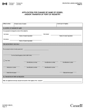 Fillable Online Bapplicationb For Change Of Bnameb Of Vessel Andor