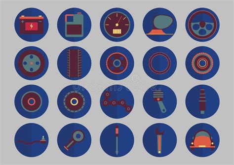 Collection Of Car Related Objects Vector Illustration Decorative