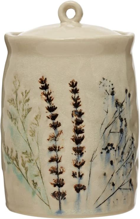 Amazon Creative Co Op Debossed Stoneware Floral Canister Reactive