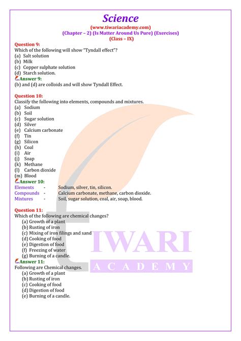 Ncert Solutions For Class Science Chapter Is Matter Around Us Pure