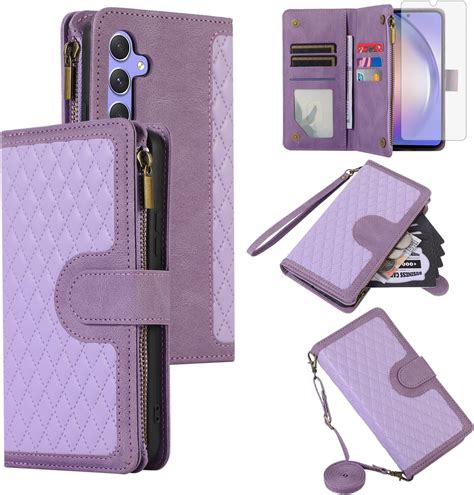 Asuwish Phone Case For Samsung Galaxy A54 5g Zipper Wallet Detachable Cover With