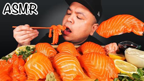 Asmr Sushi Salmon Sashimi Nigiri Mukbang Eating Sound Asmr Jonontable