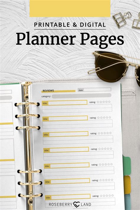 Printable And Digital Planner Pages From Roseberry Land