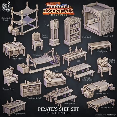 Cabin Furniture | Pirate's Ship Set | Interiors | Cast 'n Play | 3D