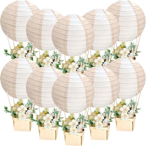 Retisee 12 Sets Baby Shower Hot Air Balloon Centerpieces With 10 Inch Large DIY Paper Lanterns