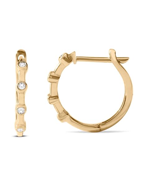 Imperial Ct Tdw Diamond Huggies Hoop Earrings In Yellow Gold Plated