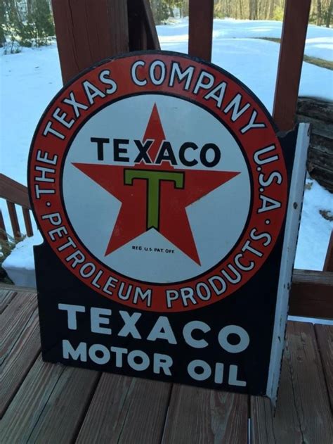 Texaco The Texas Company Motor Oil Flange Porcelain Sign Porcelain