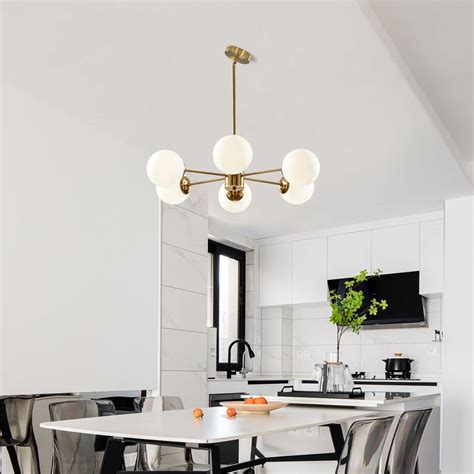 Snapklik Kco Lighting Light Globe Sputnik Chandelier Milk Glass