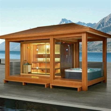 Garden Sauna With Shower And Jacuzzi Sauna House Outdoor Sauna Jacuzzi Outdoor