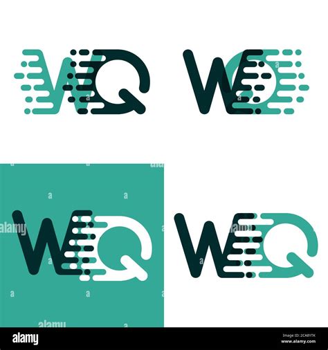 WQ Letters Logo With Accent Speed Green And Dark Green Stock Vector