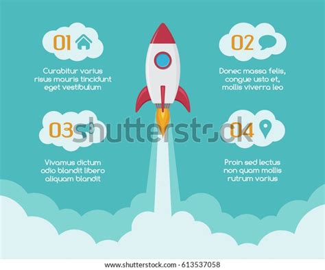 Infographic Template Rocket Spaceship Launches Through Stock Vector