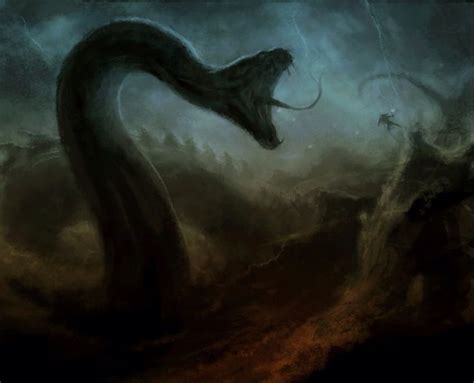 Jormungand The Midgard Serpent Battling Thor During The Events Of