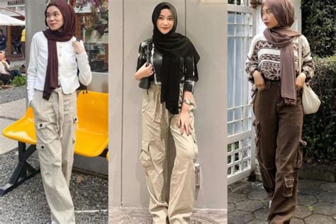 Ootd Celana Cargo Ala Influencer Hijab