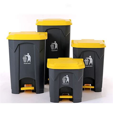 Plastic Dustbin Yellow Black With Foot Pedal Kitchen Dustbin Grey