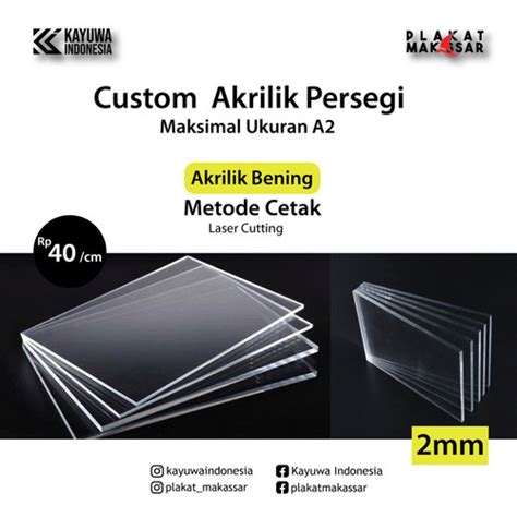 Jual Acrylic Akrilik Custom Bening Lembaran Potong Laser Mm Mm