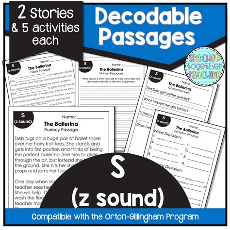 Decodable Reading Passages S Z Sound Orton Gillingham Based Made