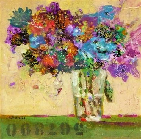 Nancy Standlee Fine Art Acrylic Floral On Canvas ~ Lavender Blue And Rosemary Green By Texas