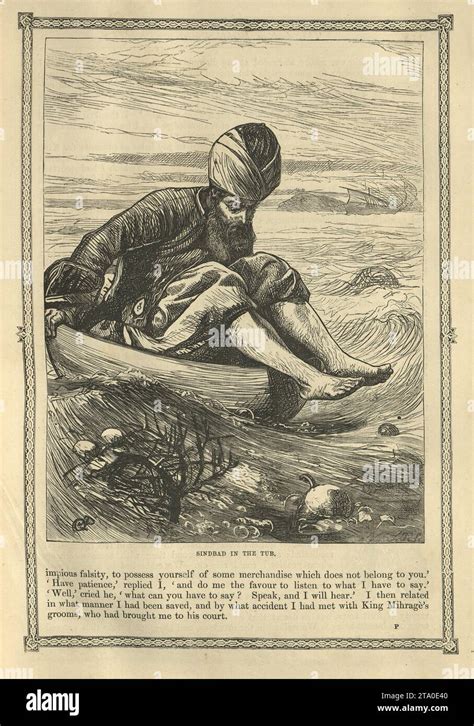 Vintage Illustration One Thousand And One Nights Sinbad The Sailor In