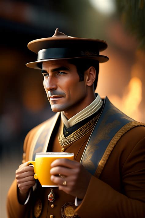 Lexica Solarpunk Man Drinking Coffee