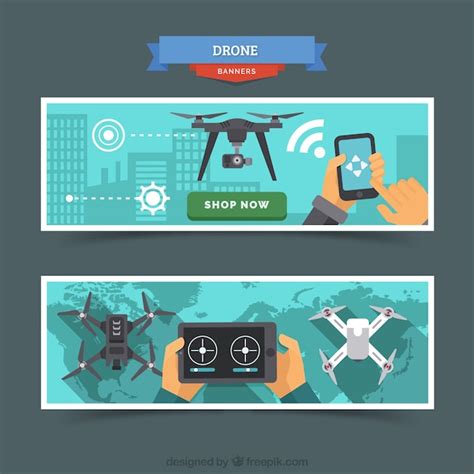 Free Vector | Two drone banners
