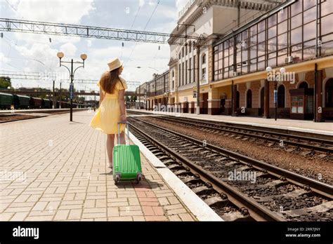 Full Shot Woman Train Station Stock Photo Alamy