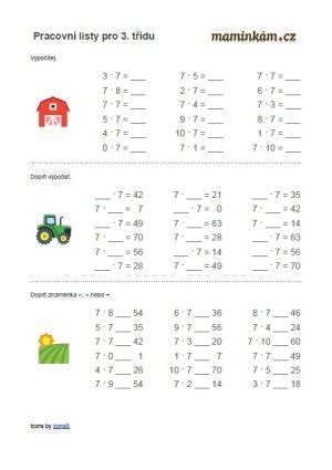 Pracovní listy 3 třída matematika násobilka 6 7 8 9 Maminkám cz