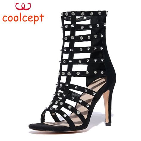 Coolcept Sexy Women Gladiator Real Genuine Leather High Heel Sandals