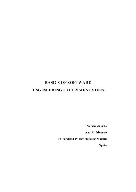 Pdf · Basics Of Software Engineering Experimentation V Contents List Of Figures Xi List Of