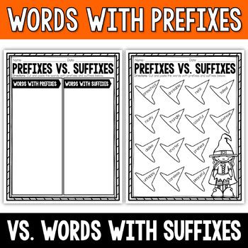 Halloween Prefixes And Suffixes Cut And Paste Sort Activity TpT