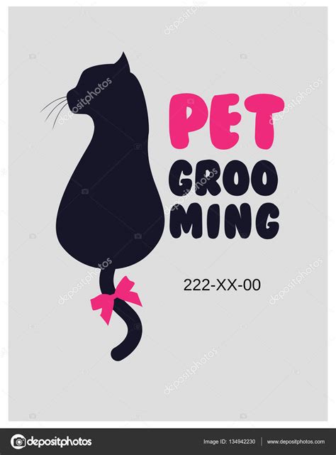 Pet Beauty Salon Logo Pet Grooming Salon Vector Cat Silhouette