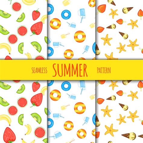 Premium Vector Summer Seamless Pattern Set