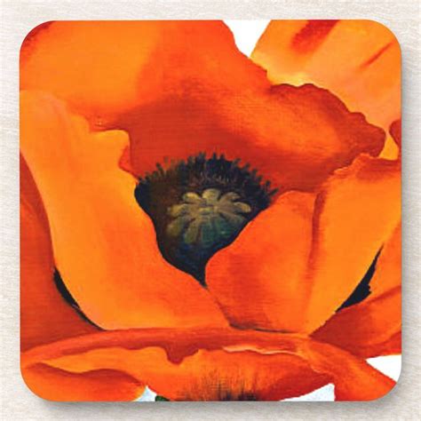 Stunning Georgia O'Keeffe Red Poppy Drink Coaster | Zazzle | Red poppies, Poppies, Painting