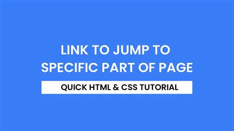 Create A Link To Jump To Specific Part Of Page Html Css Youtube