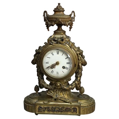 French Empire Ebonized Mahogany And Bronze Portico Mantel Clock Circa