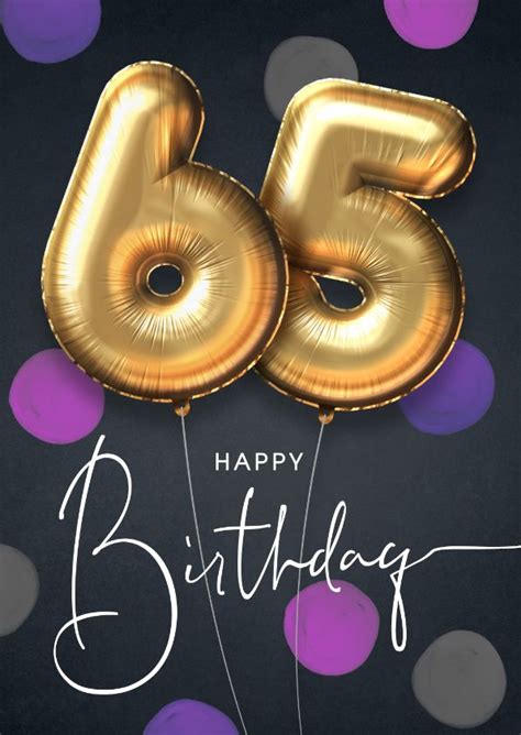 Felicitatie Verjaardagskaart Ballon 65 Jaar Confetti Happy 65