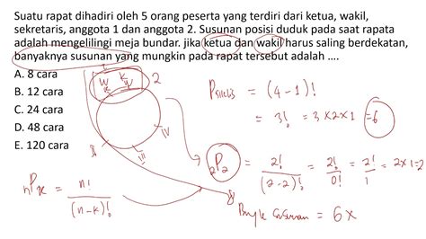 132 Urutan Tempat Duduk Permutasi Permutasi Siklis Soal Tes Cpns Tiu Youtube