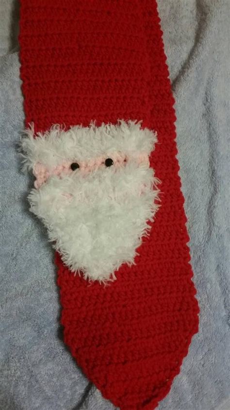 Mto Crocheted Santa Scarf Adult Size Crochet Santa Santa Scarf Etsy