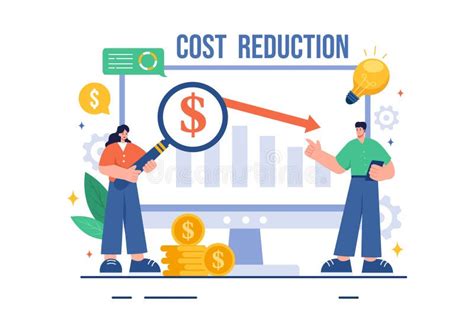 Cost Reduction Vector Illustration Depicting Decrease Price