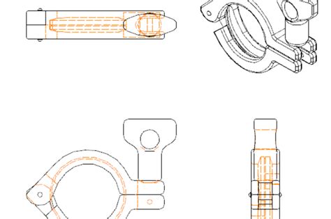 Sanitary Fittingstriclover Clamps 2d Autocad 3d Cad Model Grabcad