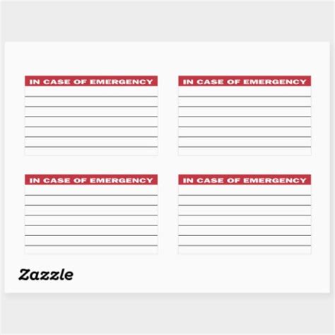 In Case of Emergency Information Sticker | Zazzle