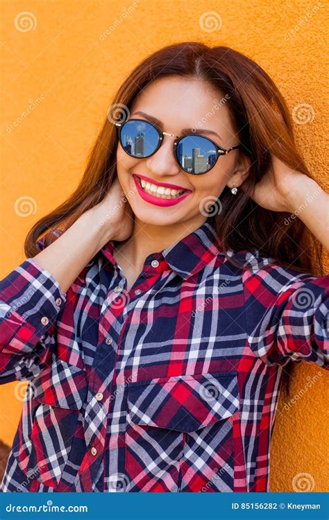 Closeup Portrait Of Beautiful Women With Perfect Make Up And Sunglasses