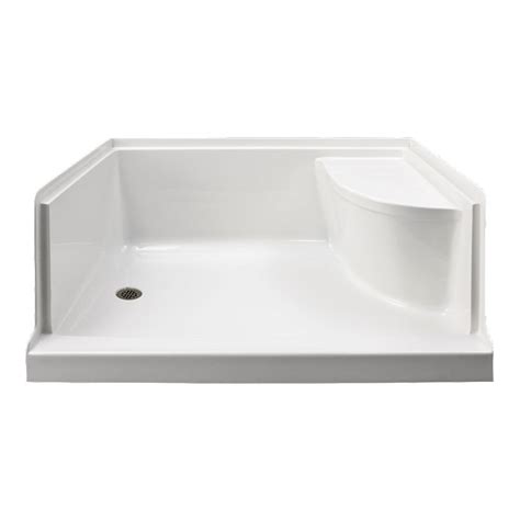 Mirolin Ellis 60 Inch W Acrylic Rectangle Shower Base With Seat Left Hand In White The Home